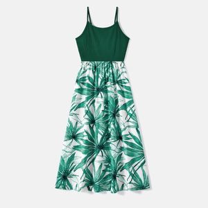 Pat Pat | Green Floral Cami Dress, Plant Leaves Print
